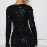Oh Polly Kiyara Embellished A-Line Mini Dress in Black