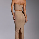 Oh Polly Melisande Embellished Mid Rise Gown Skirt in Gold