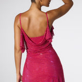 Oh Polly Perla Embellished Corset Kaftan Mini Dress in Hot Pink