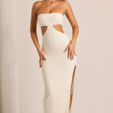 Oh Polly Provence Embellished Cut Out Maxi Dress in White