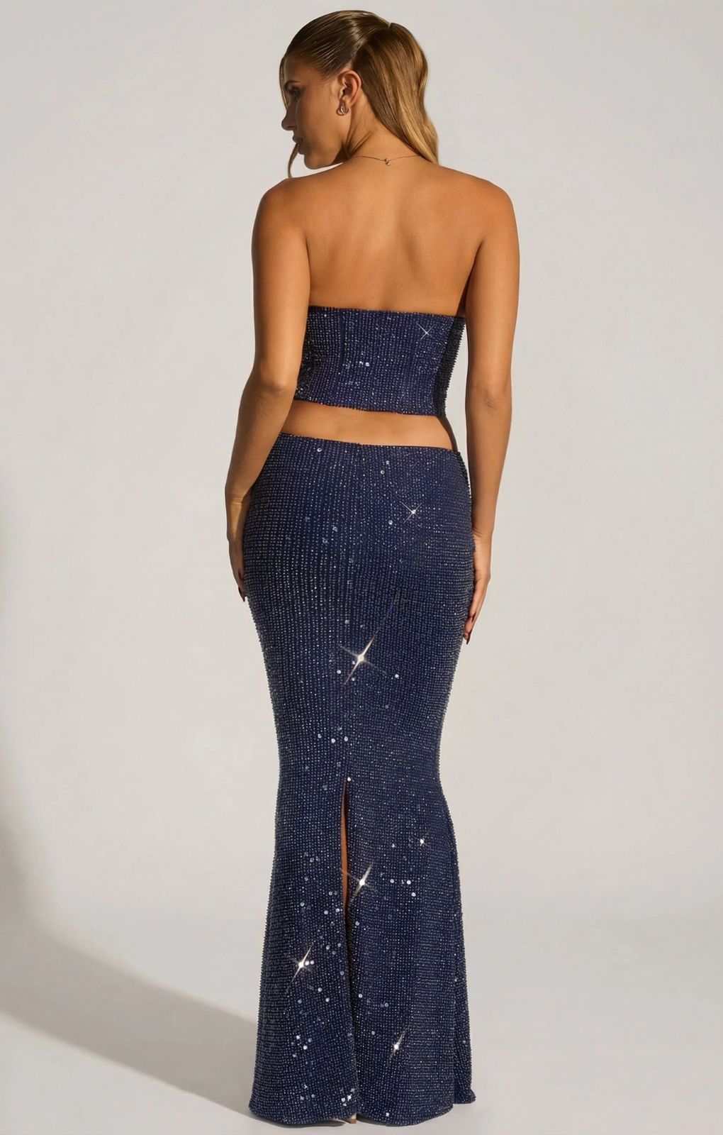 Rent Oh Polly Saphira Embellished Cut-Out Draped Corset Gown in Midnight Blue | Hirestreet Rent Oh Polly Saphira Embellished Cut-Out Draped Corset Gown in Midnight Blue | Hirestreet