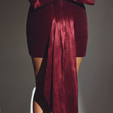 Oh Polly Viviana Woven Taffeta Strapless Mini Dress in Wine
