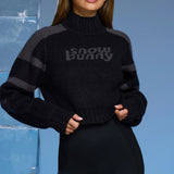 Oh Polly Apres Ski Chunky Knit Cropped Jumper in Black