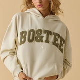 Oh Polly Oversized Hooded Sweatshirt in Bone