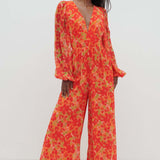 Pretty Lavish Olivette Red and Orange Floral Jumpsuit