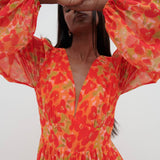 Pretty Lavish Olivette Red and Orange Floral Jumpsuit