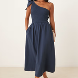 Nobody's Child One Shoulder Shirred Dress