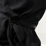 Only V Neck Belted Jumpsuit In Black Glitter