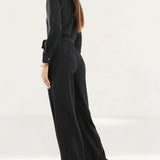 Only Tall V Neck Belted Jumpsuit In Black Glitter