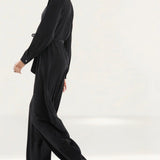 Only V Neck Belted Jumpsuit In Black Glitter