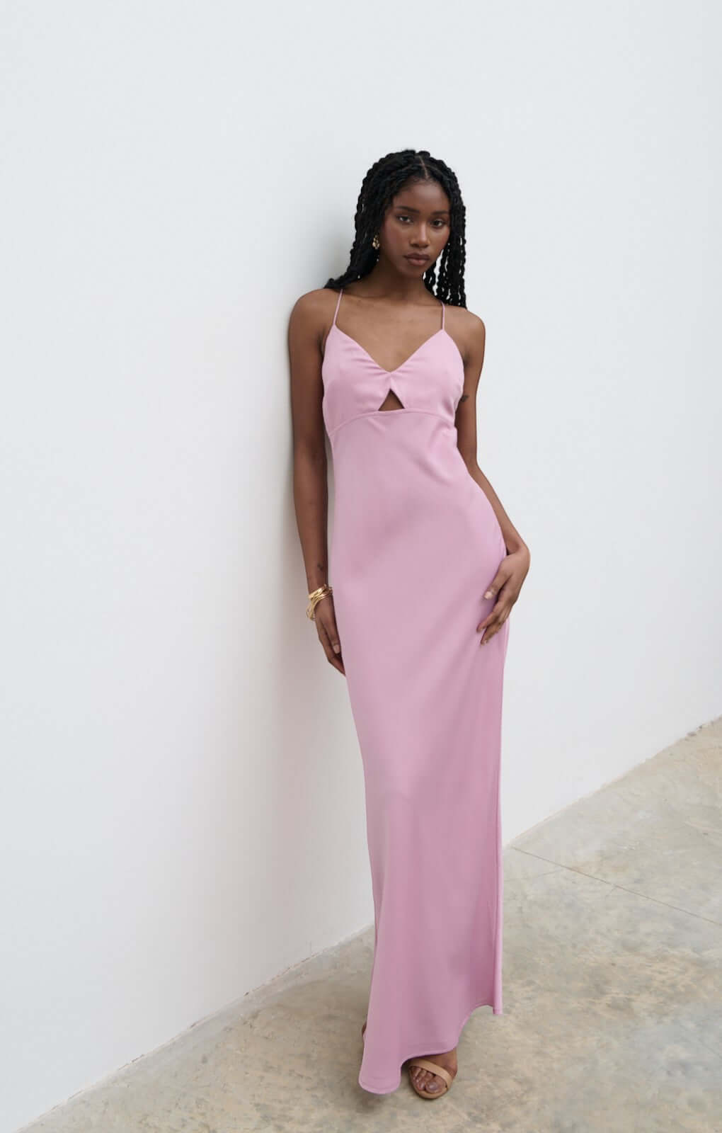 Pretty Lavish Onyx Cut Out Pastel Lilac Maxi Dress
