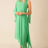 Ro&Zo Oona Green Chiffon One Shoulder Maxi Dress