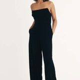 Nobody's Child Black Velvet Strapless Jumpsuit
