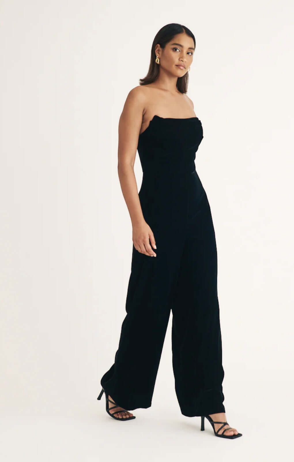 Nobody's Child Black Velvet Strapless Jumpsuit