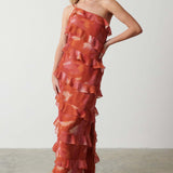 Pretty Lavish Paisley Printed Red Ruffle Maxi Dress