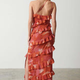 Pretty Lavish Paisley Printed Red Ruffle Maxi Dress