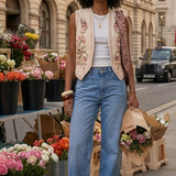 Nobody's Child Pale Pink Embroidered Floral Waistcoat