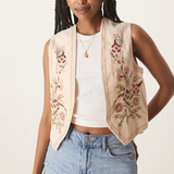 Nobody's Child Pale Pink Embroidered Floral Waistcoat