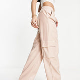 Miss Selfridge Faux Leather Wide Leg Cargo Trouser In Taupe – trousers by Miss Selfridge, available to rent from Hirestreet
