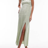 Topshop Ring Detail Maxi Dress In Sage