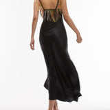 Topshop Maxi Dress With Beaded Fringing Detail In Black