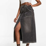 Miss Selfridge Pocket Detail Maxi Skirt In Black Wash With Contrast Stitching