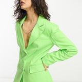 Only High Waisted Flared Trouser In Lime