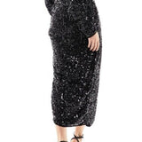 Asos Design Sequin Midi Skirt With Split Detail Co-Ord In Black