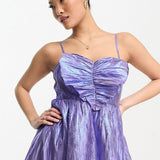 Collective The Label Petite Exclusive Metallic Pleated 3D Heart Mini Dress In Iridescent