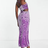 Afrm Demonica Velvet Cut Out Midi Dress In Purple