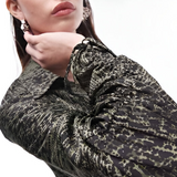 Topshop Ruched Sleeve Mini Shirt Dress In Green Animal Print
