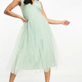 Beauut Bridal Midi Tulle Dress In Sage