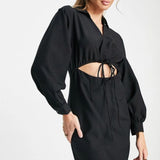 Vero Moda Cut Out Tie Waist Mini Dress In Black