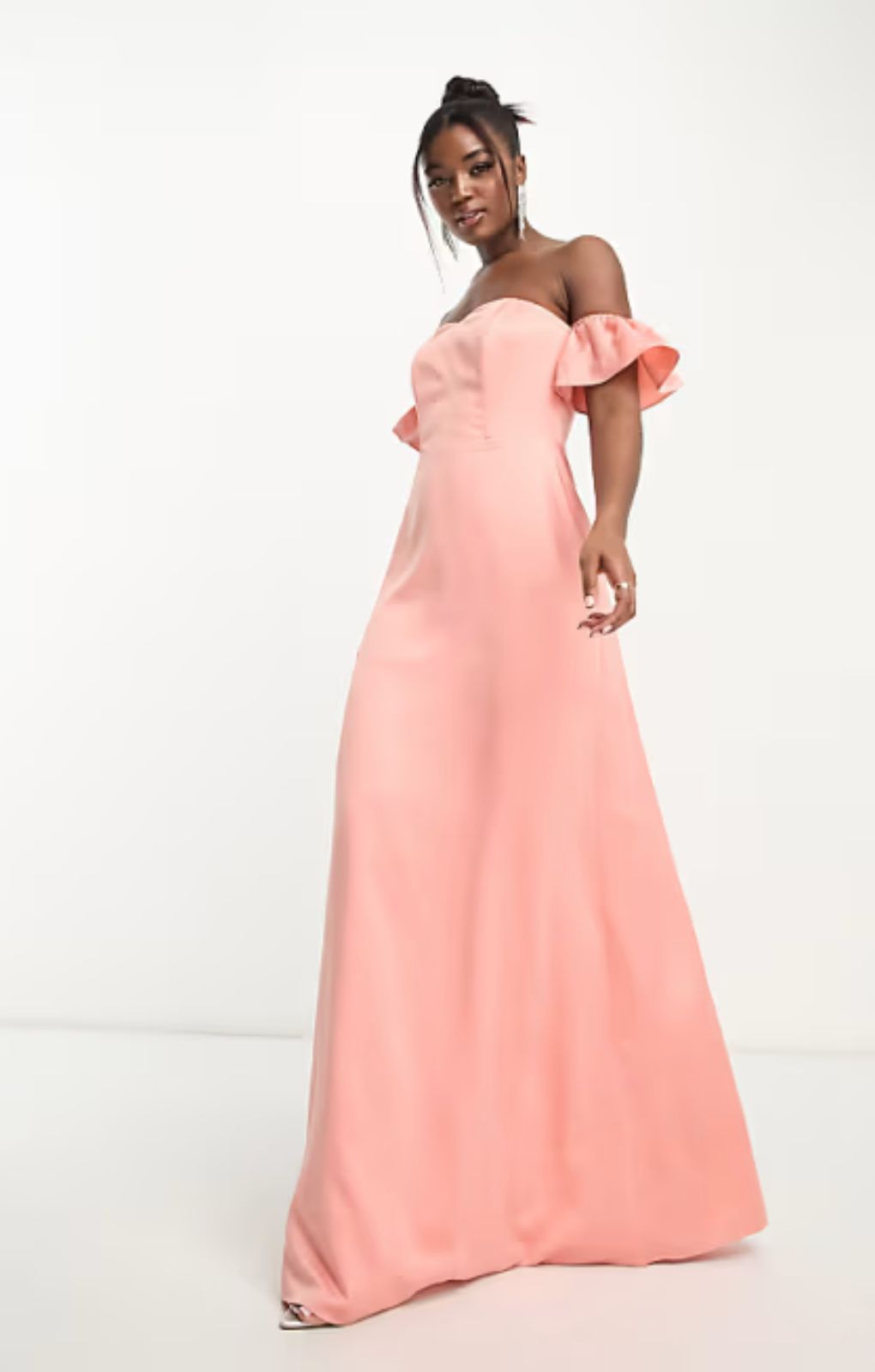 Maya Bridesmaid Bardot Maxi Dress In Terracotta Pink