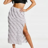 Asos Design Fringe Midi Skirt In Silver – skirts by ASOS DESIGN, available to rent from Hirestreet
