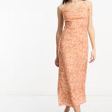 4Th & Reckless Cowl Neck Strappy Back Midi Dress In Orange Snake Print
