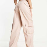 Miss Selfridge Faux Leather Wide Leg Cargo Trouser In Taupe – trousers by Miss Selfridge, available to rent from Hirestreet