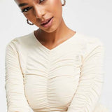 Sndys Ruched Mini Dress In Cream