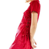 Bolongaro Trevor Tie Up Velvet Mini Dress In Berry