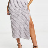Asos Design Fringe Midi Skirt In Silver – skirts by ASOS DESIGN, available to rent from Hirestreet