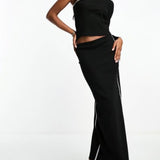 Something New X Aisha Potter Maxi Skirt With Contrast Tipping In Black