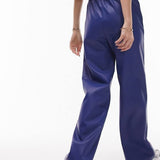Topshop Faux Leather Jogger Style Straight Leg Trouser In Cobolt