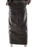 Reclaimed Vintage Washed Leather Midi Skirt