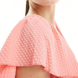 Little Mistress Lace Detail Midaxi Flutter Sleeve Dress In Coral