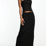 Something New X Aisha Potter Maxi Skirt With Contrast Tipping In Black