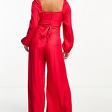 Nobody's Child Petite Lettie Jacquard Jumpsuit In Red
