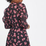 Miss Selfridge Petite Corset Detail Chiffon Mini Dress In Ditsy Floral