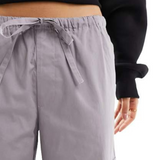 Pieces Pocket Detail Cargo Trousers In Grey