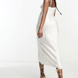 Sndys X Molly King Satin Strappy Midi Dress In White