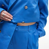 Topshop Curve Mensy Trousers In Blue Tonic
